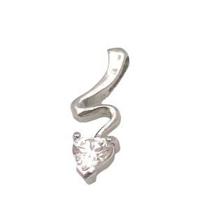 SS 925 Squiggle ❤️ CZ Heart Pendant Necklace